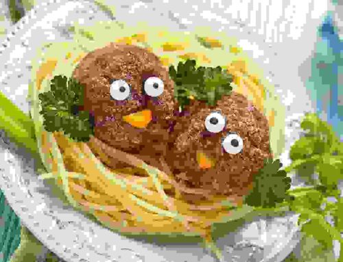 Spaghetti with child face burger